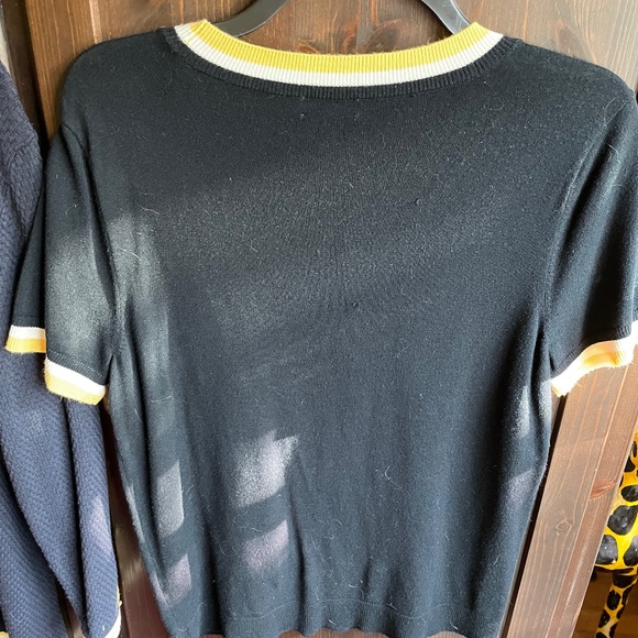 Talbots Women's Navy and Yellow Sweater - Picture 9 of 11